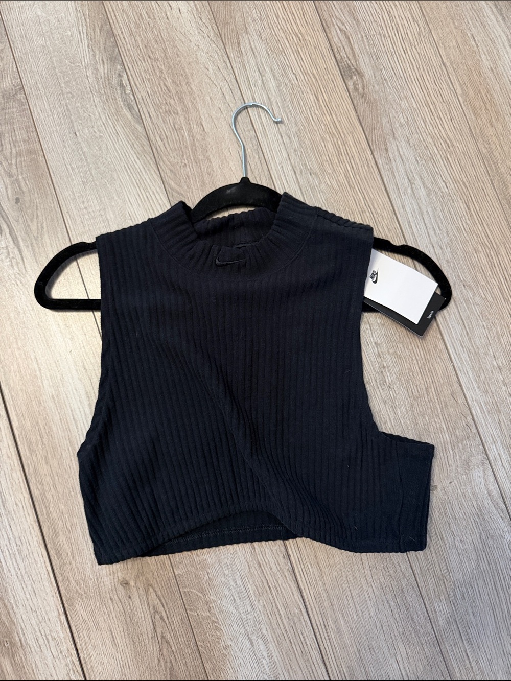 Nike Black Ribbed Cropped Mock Neck Tank